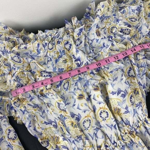 Caroline Constas Women's 100% Silk Tiered Mini Dress Size XS Long Sleeve Dahlia - Picture 6 of 9